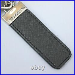 LOUIS VUITTON PORTE CLES LV CLUB Key Ring Key Holder Taiga Ardoise Silver M66134