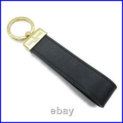 LOUIS VUITTON Porte-cle Dragonne Key chain ring holder M00548 leather noir Gold