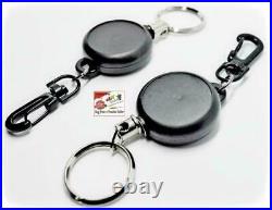 Lanyard With Free ID Card Holder Keys Chain Retractable Recoil Ski Steel Cord
