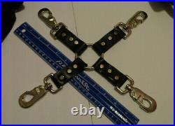 Large Leather lot Wrist Ankle Cuffs Hogtie Restraints Collar Chain Paddles keys