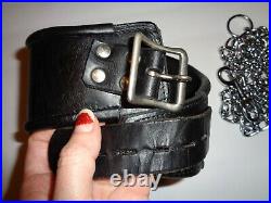 Large Leather lot Wrist Ankle Cuffs Hogtie Restraints Collar Chain Paddles keys