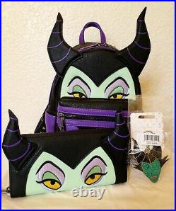 LoUnGeFLy DiSNeY MALEFICENT BACKPACK, WALLET & KEY CHAIN SET RETIRED! / NWT