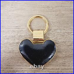 Loewe Black Heart Key Chain Fob Made In Spain Rare Gold Leather
