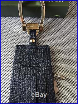 Longchamp Penelope Key Ring Chain Bag Charm Leather In Black