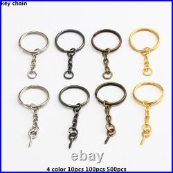 Lot Split Key Ring With Chain Screw Keychain Parts Open Jump 4 Color 10-5000PCS