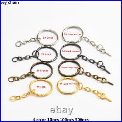 Lot Split Key Ring With Chain Screw Keychain Parts Open Jump 4 Color 10-5000PCS
