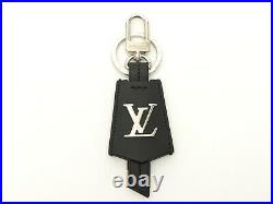 Louis Vuitton Auth Metal Leather Black LV Cloche Cles Key Chain Holder Bag Charm