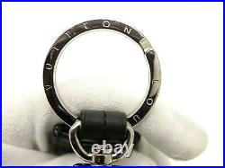 Louis Vuitton Auth Metal Leather Black LV Cloche Cles Key Chain Holder Bag Charm