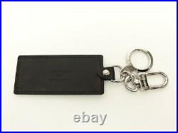 Louis Vuitton Auth Metal Leather Black Porte Cles Fortune Key Chain Bag Charm LV