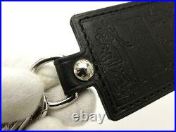Louis Vuitton Auth Metal Leather Black Porte Cles Fortune Key Chain Bag Charm LV