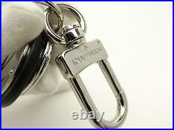 Louis Vuitton Auth Metal Leather Porte Cles LV Cut Circle Key Chain Bag Charm LV