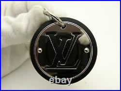 Louis Vuitton Auth Metal Leather Porte Cles LV Cut Circle Key Chain Bag Charm LV