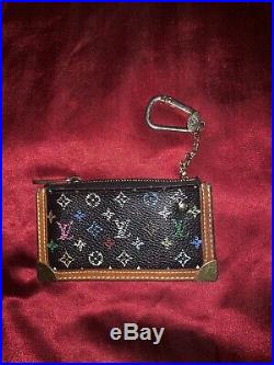 Louis Vuitton Authentic Monogram MULTICOLOR Black Key Chain Coin Purse Wallet