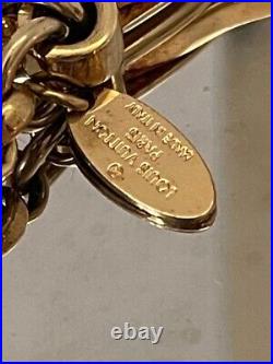 Louis Vuitton Bag Charm Fleur de Monogram Black Gold Plated Key Chain (128540)