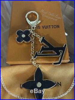 Louis Vuitton Black & Gold-Tone Fleur De Mano Bag Charm Key Chain