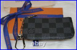 Louis Vuitton Black Gray Damier Graphite Key Pouch Pochette Cles Card Wallet