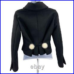 Louis Vuitton Black Jacket Ivory Mink Pom Pom Puffs Coat US 4 36