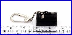 Louis Vuitton Champs Elysees Black Leather Bag Charm Silver Tone Key chain