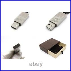 Louis Vuitton Damier Charm Key Chain M72389 LV Key Ring Logo Silver Black USB