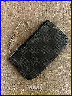 Louis Vuitton Damier Graphite Black Key Pouch Wallet Purse Keychain Box Auth
