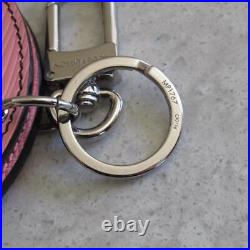 Louis Vuitton Epi Pink Black Mirror Flower Bag Charm Silver Key Holder Chain