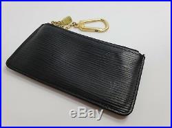 Louis Vuitton Epi Pochette Black Coin Purse Card Case Mini Wallet Key Chain Auth