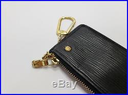 Louis Vuitton Epi Pochette Black Coin Purse Card Case Mini Wallet Key Chain Auth