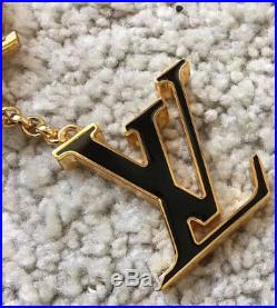 Louis Vuitton Fleur Depi Monogram Bag Charm Key Ring Gold LV With Box