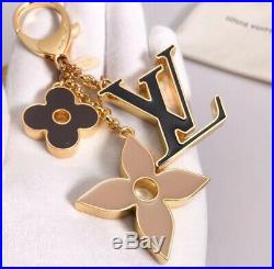 Louis Vuitton Gold Black Plum Beige Fleur De Monogram Bag Charm / Key Chain Ital