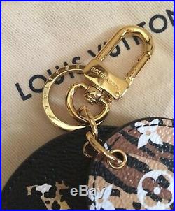 Louis Vuitton JUNGLE GIANT Monogram BAG CHARM Key Holder Black/Caramel BNIB