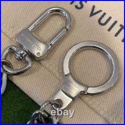 Louis Vuitton Key Ring Wallet Chain Triple White & Black & Silver Authentic