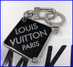 Louis Vuitton LV Porte Cles Damier Key Chain Bag Charm Black Silver Brass M66268