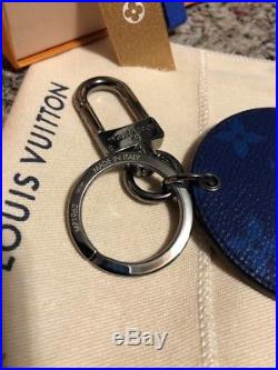 Louis Vuitton LV Split Monogram Bag Charm Key Holder Black Silver Blue 2018