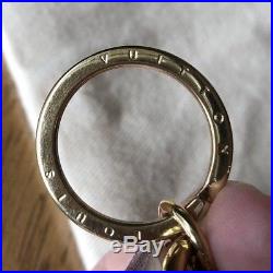 Louis Vuitton Monogram Canvas Brown Black Gold Silver Stud Key Ring Bag Charm