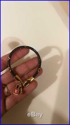 Louis Vuitton Monogram Leather Bracelet LV Key Chain Black Multicolor Wristlet