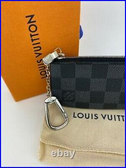 Louis Vuitton Pochette Cles Black Gray Damier Graphite Key Pouch Wallet A677