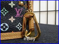 Louis Vuitton Pochette Cles Coin Case/Key Chain- Black Multi Color Mono Canvas