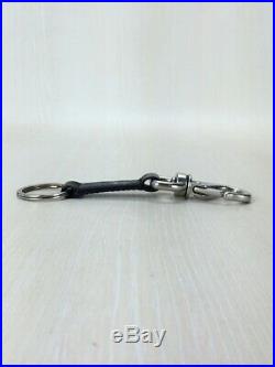 Louis Vuitton Vuitton cup key chain black x silver leather key ring #4592Q
