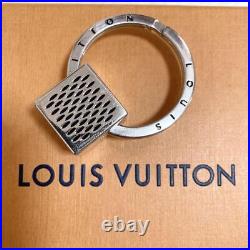 Louis Vuitton key chain Damier cube silver black 50 branded