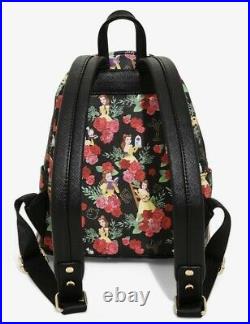 Loungefly Beauty And The Beast Belle Floral Backpack And Wallet And Keychain