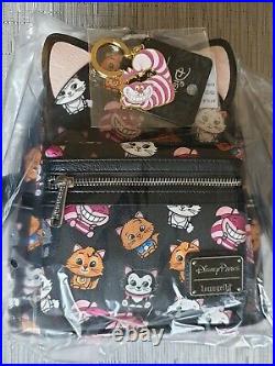 Loungefly Disney Cats Bag with Cheshire Cat key chain