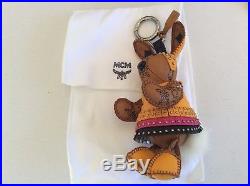 MCM Visetos Cognac Canvas Large Rabbit Bag Charm/KeyHolder 5.5 NEW W BOX BAG&tag