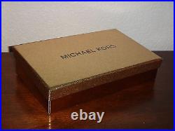 MICHAEL KORS 2-PC SET Womens MK Black Saffiano Wallet Gold Pendant Keychain +BOX