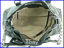 MICHAEL KORS Black HAMILTON Lock & Key Silver Chain Tote Satchel Handbag