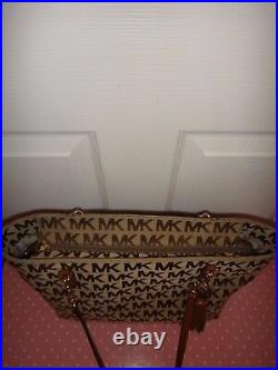 MICHAEL KORS Jet Set EW Tassel Chain Tote Bag MK Signature Jacquard 38T7XTCT3J