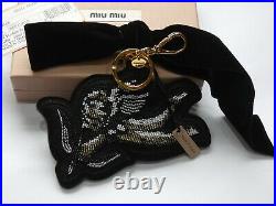 MIU MIU (Prada) Beaded CUPID Keyring / Key Chain BAG CHARM Genuine Suede