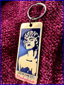 Madonna Who's That Girl Tour Solid Brass Pic Engraved Key Chain Ticket Admit One