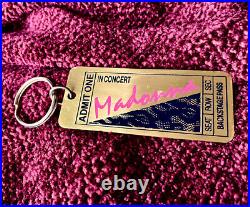 Madonna Who's That Girl Tour Solid Brass Pic Engraved Key Chain Ticket Admit One
