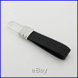 Man Key Ring MONTBLANC Stainless Steel and Black Leather Key Chain 105912