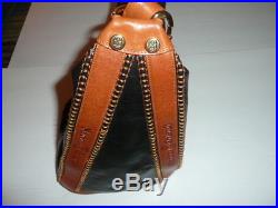 Marino Orlandi Leather Bag Black Brown Shoulder Bucket With Keychain Vg Conditio